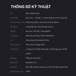 Thông số kỹ thuật Mibro Smart Watch Lite 2 XPAW011