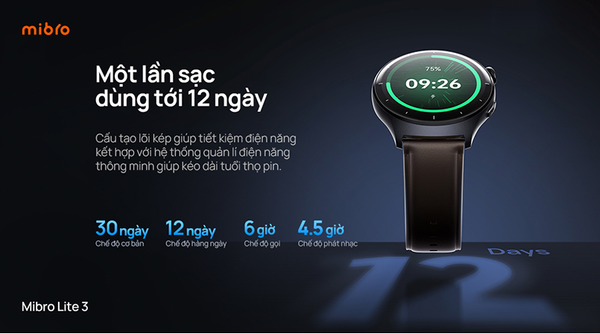 Đồng hồ thông minh Mibro Lite 3 thời lượng pin